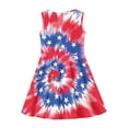 thumbnail image 4 of Renewold Blue Red Whilpool Tie Dye Tank Top Dress for Girls Fashion Stars Crewneck Sleeveless Party Midi Dresses 7-8T Youth Knee Length Twirly Sundress, 4 of 6