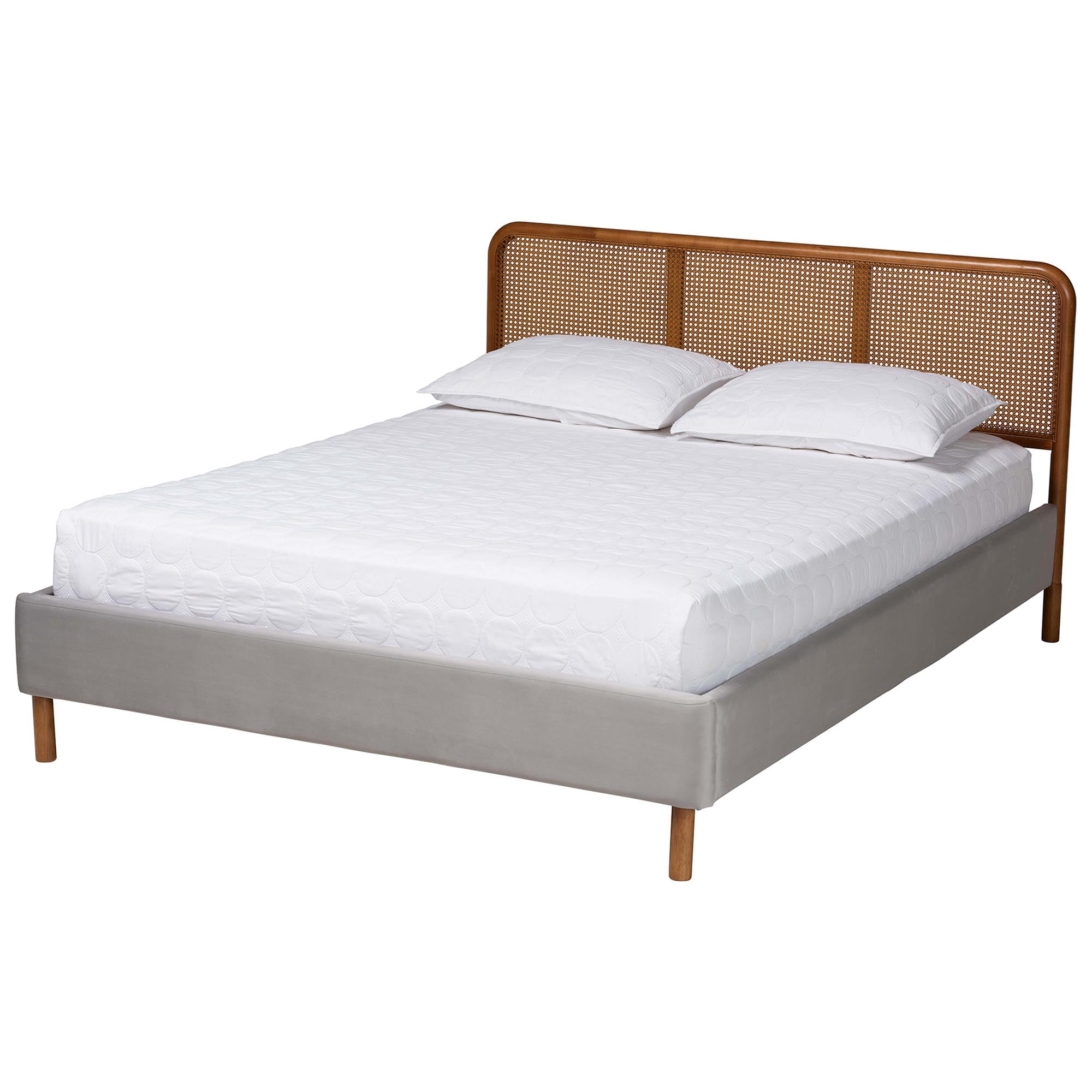 Baxton Studio Rosita Mid-Century Beds (Platform, Queen, Walnut Brown