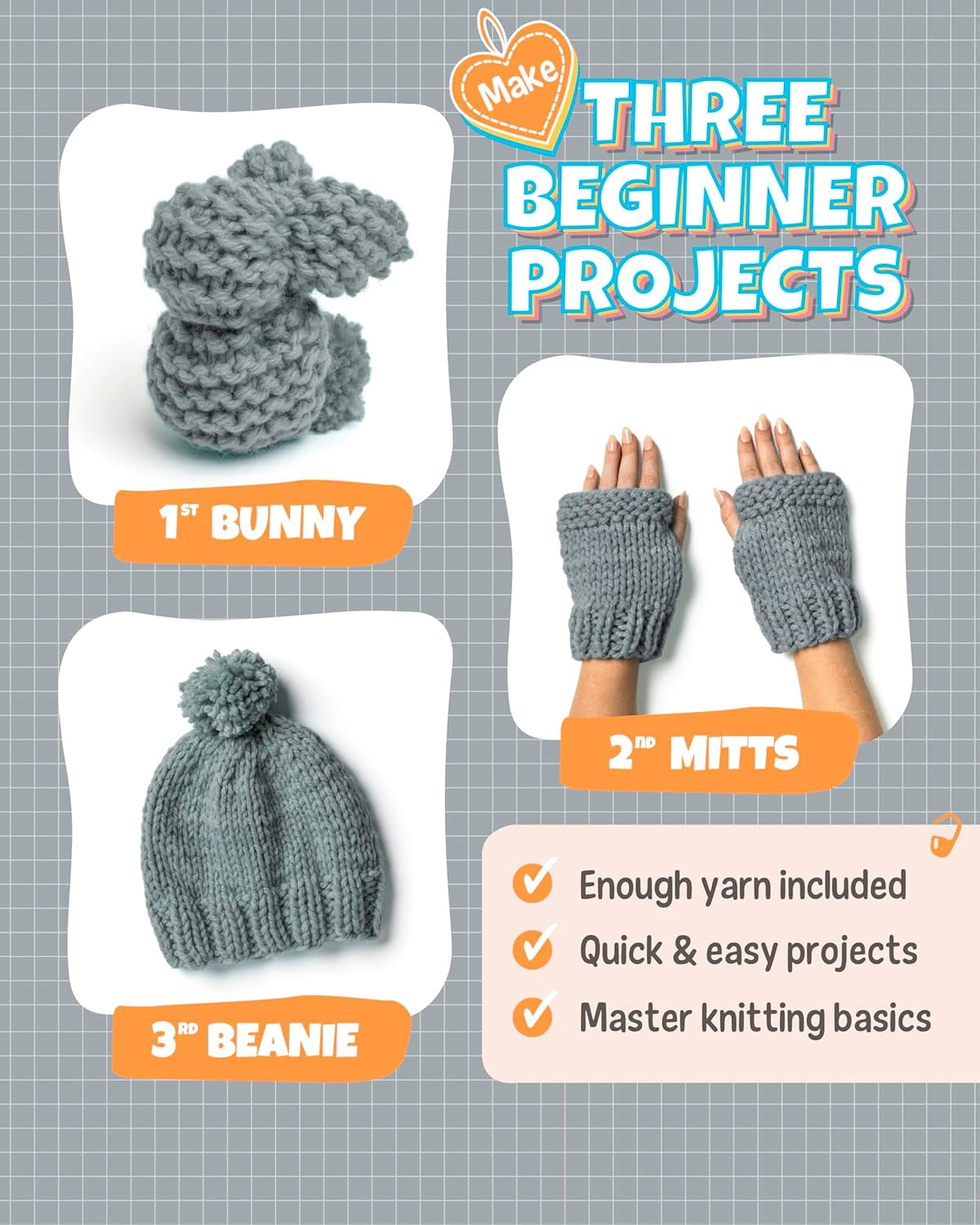Complete Knitting Kit for Beginners - Includes Thick Yarn, Bamboo Needles, Video Tutorials & Guide to Learn How to Knit