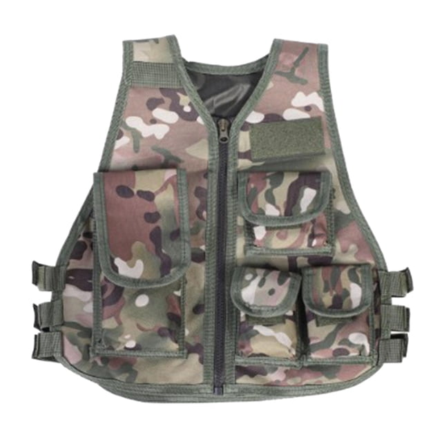 Chaleco táctico protector para niños, portaplacas, juegos CS, combate, paintball CP camuflaje verde