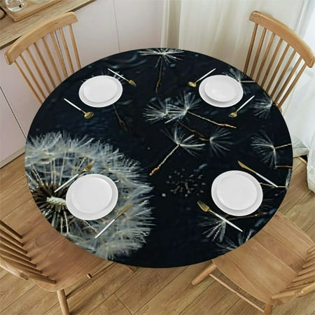 

Xllo0ord Plant Pattern Round Fitted Tablecloth Elastic Edge Waterproof Oil-Proof Table Cover Stain-Resistant Table Cloth Fits Round Tables 42-46