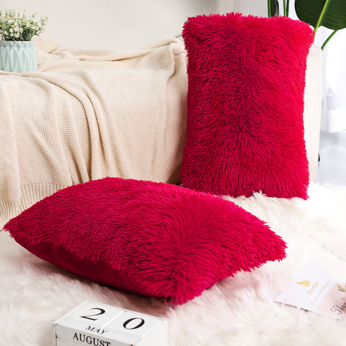 home sofa bedroom bed Details about   Faux Fur luxury pillow case long hair soft pillow Cover 