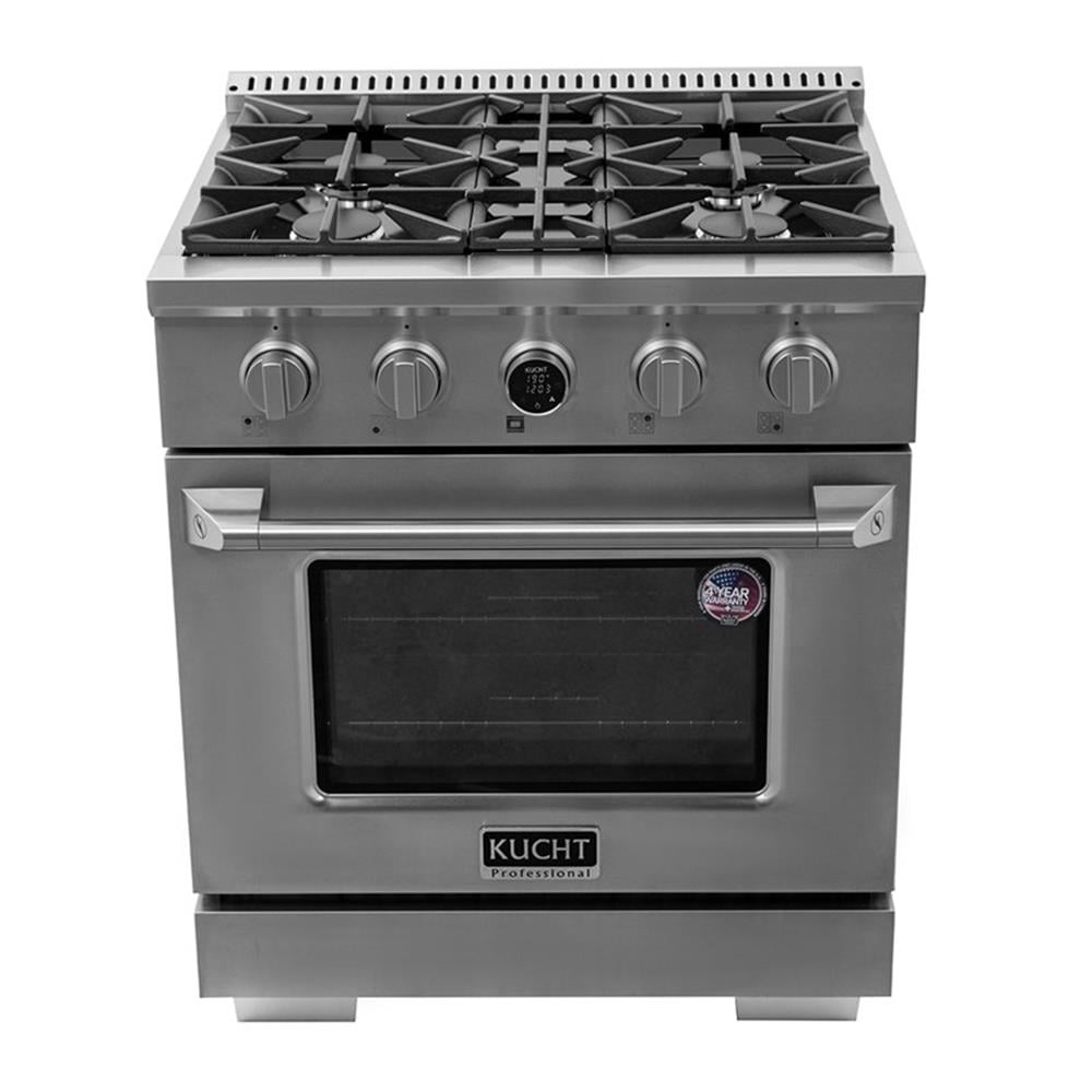 Pemberly Row 30" 4.2 cu. ft. 4 Burners Dual Fuel Range for Natural Gas in Steel