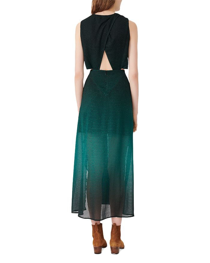 Maje DARK GREEN Women's Resio Ombre Side Cutout Dress, US 36