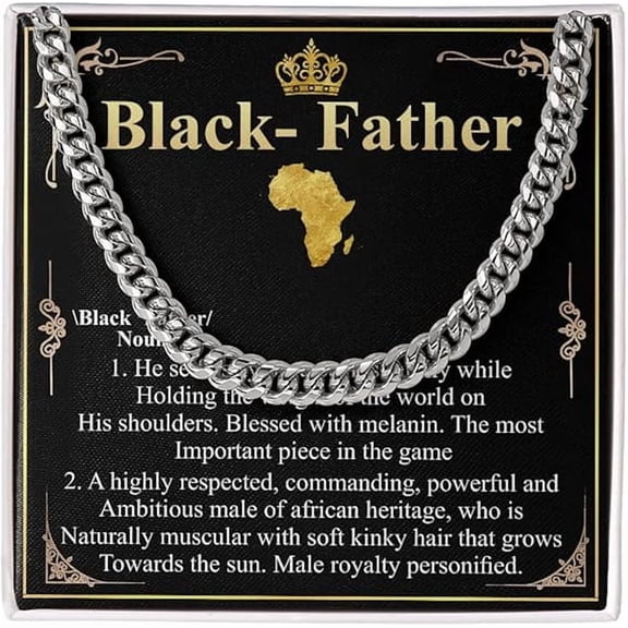 Personalized Father's Day Gift for African American Dad, Necklace Chain for Black Dad, African American Dad Fathers Day Gift, Birthday Gift with Messege Card