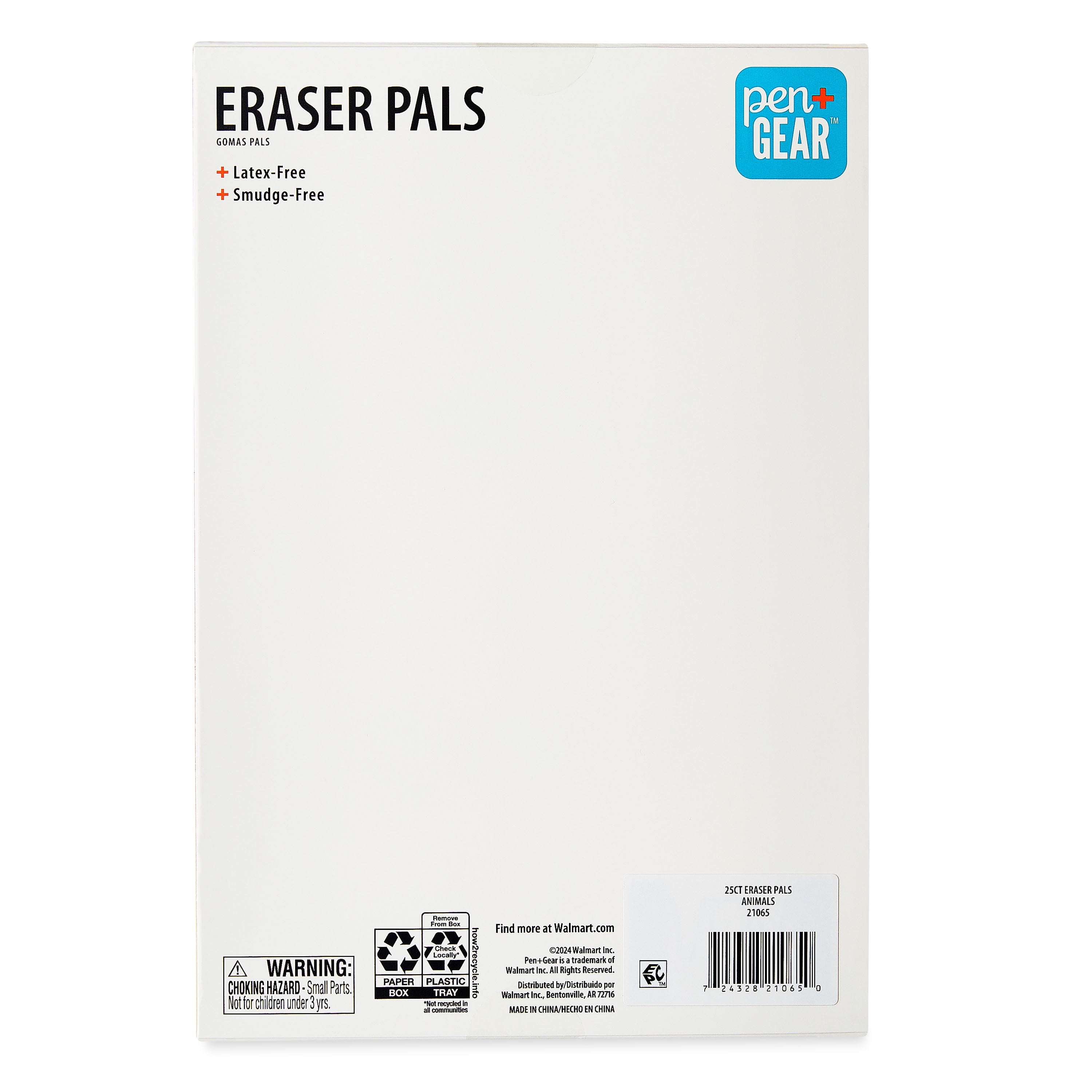 Pen+Gear Eraser Pals, Animals-theme, Multi-olor, 25 Count Erasers