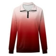 thumbnail image 4 of Pull Décontracté 1/4 Zip à Manches Longues Col Chandails en Molleton Dégradé Vêtements de Sport Veste de Course Violet L, 4 of 5