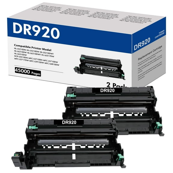 DR-920 DR920 Drum Unit Black 2 Pack Compatible for Brother DR920 DR-920 for HL-L5210DN L5210DW L5215DW L6210DW L6217DW L6310DW L6415DW MFC-L5710DN L5710DW L5715DW L5915DW Printer
