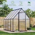 thumbnail image 2 of EastVita 6 x 7 ft Greenhouse Polycarbonate Walk-in Greenhouse with Aluminum Frame Clear Pop-up Greenhouse Black, 2 of 7