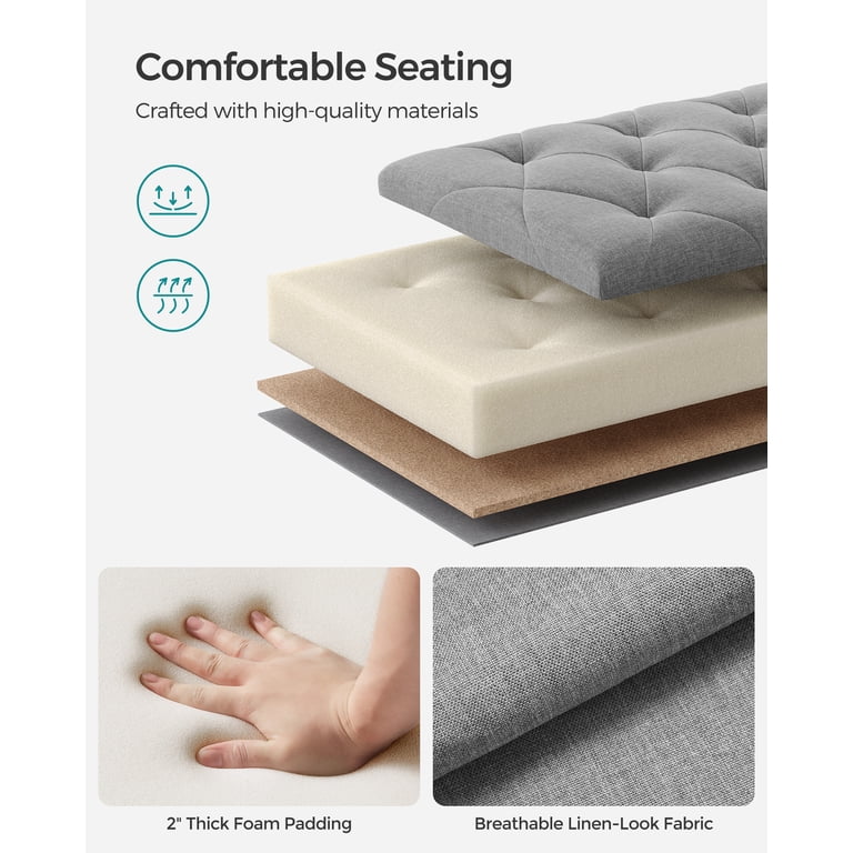 SONGMICS 43.3" Storage Ottoman Bench in Light Gray photo 6