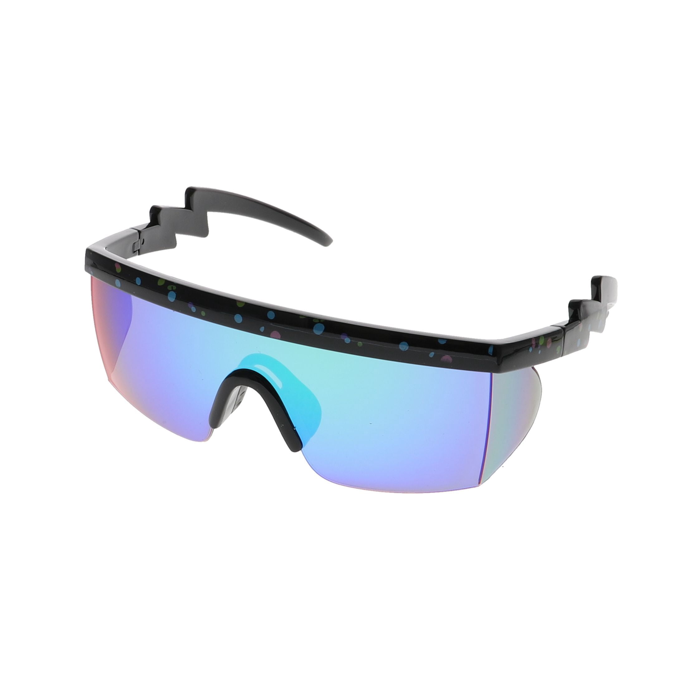 Semi Rimless Goggle Style Retro Rainbow Mirrored Lens ZigZag 