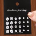 thumbnail image 2 of 12 pares de aretes decorativos de circonita lujosos, simples, brillantes y cuidadosos son adecuados para regalos a fiestas y parejas., 2 of 5