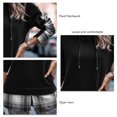 thumbnail image 4 of Sudadera con capucha de retales para mujer, jersey de manga larga de fibra de poliéster con dobladillo abierto, sudaderas con capucha de retales a cuadros para el trabajo diario, 4 of 6