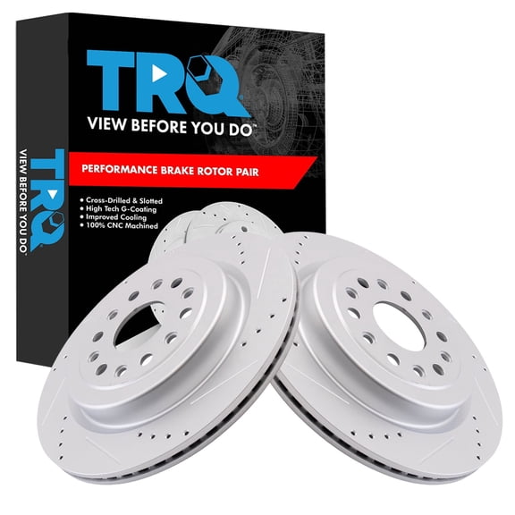TRQ Rear Brake Rotor Set G Coated Vented Fits 2019-2024 Ram 1500