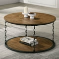 thumbnail image 2 of Furniture of America Brina Rustic Open Shelf Round 3-Piece Accent Table Set, Natural, 2 of 5