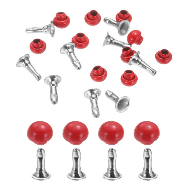 Uxcell 10Pcs Mini Rivet Studs 3mm Double Cap Leather Rivets for Clothes Sewing and Decoration Red