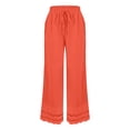 thumbnail image 5 of Jxximdong Pants for Women Summer New Women's Casual Loose Fitting Waist And Ankle Patchwork Lace Cotton And Linen Pants Orange XXL Trousers, 5 of 5