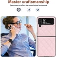 thumbnail image 4 of Designed for Samsung Galaxy Z Flip 4 Case, Leather Soft Luxury Slim Diamond-Shaped Flip Case for Women Men Shockproof Bumper Protective Cover, Pink, 4 of 13