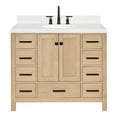 thumbnail image 2 of ARIEL CAMBRIDGE 42 Inch Single Oval Sink Bathroom Vanity With Carrara White Quartz Countertop 1.5 Inch Edge In Oak, 2 of 7