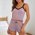 thumbnail image 3 of Diufon Womens Pajama Set Summer Casual Lace V Neck Cute Bow Camisole with Shorts Ribbed Knitted Slim Sleepwear, 3 of 9