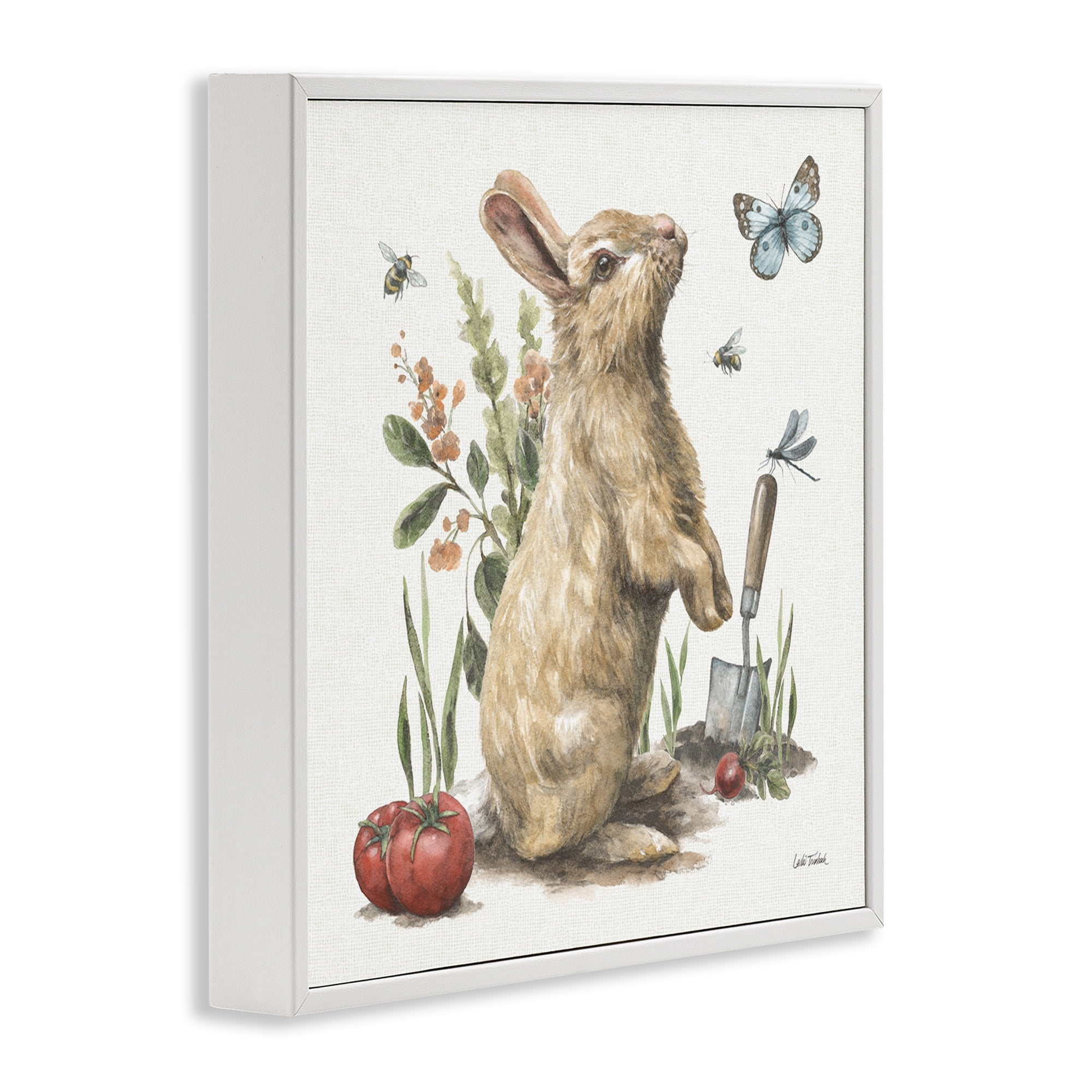 Stupell Industries Garden Patch Rabbit Animals & Insects Painting White Framed Art Print Wall Art, 24 x 24