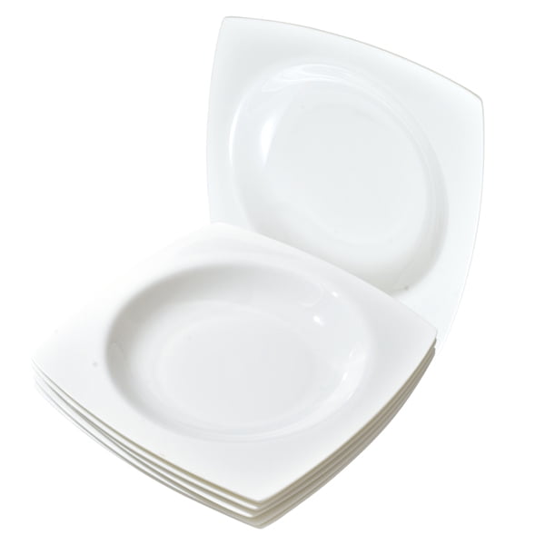 Salad Kitchen Plate set for 6,Square Plate Sets for Elegant Dining,Microwave Safe White Plates Ceramic Tableware Set,Ideal for Home or Restaurant