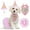 Pink, variant on Dog Birthday Bandana with Hat and Dress Girl Set, Puppy Birthday Party Supplies, Cute Pink Tutu Skirt Outfit for Small Medium Large Dogs