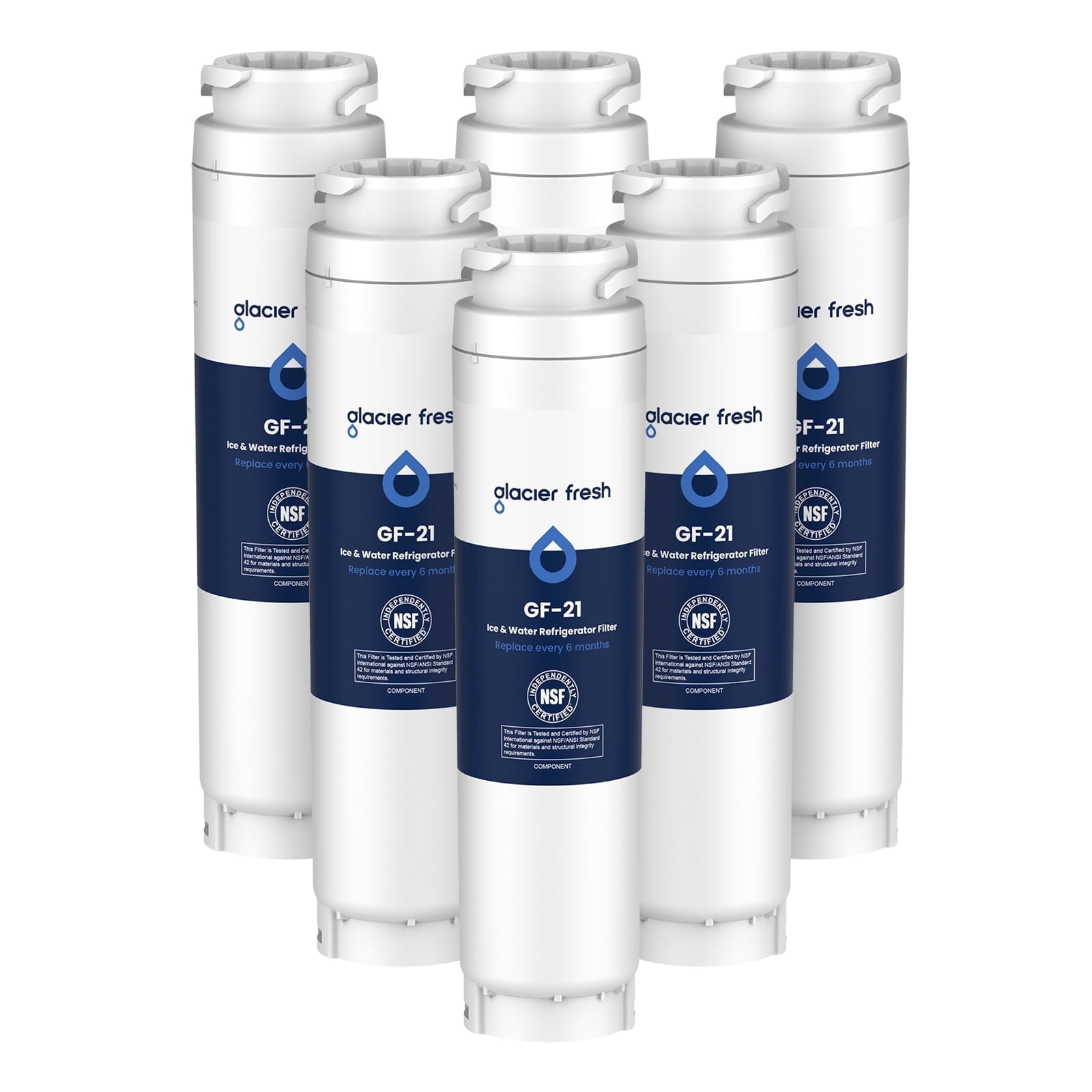 GLACIER FRESH Refrigerator Water Filter Replacement for Bosch 00644845, compatible with 9000077104, 9000194412, 6 Pack
