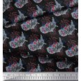 thumbnail image 3 of Soimoi Black Poly Georgette Fabric Text,Star & Firecrackers Party Print Sewing Fabric Yard 42 Inch Wide, 3 of 3