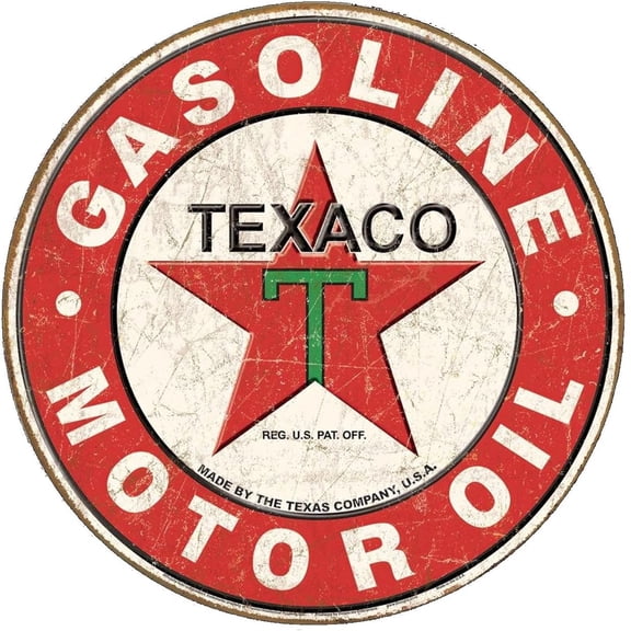 Desperate Enterprises Large Embossed Aluminum Die Cut Texaco 1926 Logo Sign Multicolor Metal Wall Decor for Garage or Home Bar