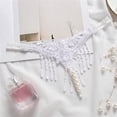 thumbnail image 3 of RANJIE Lingerie for Women Breathable Embroidered Transparent Pearl Massage Low Waist Open File Ultra Thin Babydoll Underwear Women's Panties,White, 3 of 3