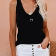 thumbnail image 2 of Usmixi Tank Tops for Women Plus Size Casual Knitted Ribbed Loose Tank Vest Summer Solid V-Neck Sleeveless Shirts Fashion Blouses Black l, 2 of 7