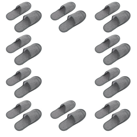 Hotel Spa Slippers Linen Slippers: 10 Pairs Unisex Guest Slippers Open Toe Indoor Slippers Washable Reusable Home Slippers Grey