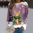 thumbnail image 2 of Chandail en Molleton Imprimé Joyeux Noël pour Femmes Col Rond Décontracté Manches Longues Coupe Ample Blouse d'Entraînement Col Rond Confortable, 2 of 4