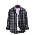 thumbnail image 2 of BKQCNKM Polo Shirts For Men Men'S Spring And Fashion Casual Oversized Plaid Shirt Jacket Cardigan Men'S Casual Jacket Mens Shirts Fall Shirts Navy M, 2 of 5