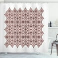 thumbnail image 1 of Brown and White Shower Curtain, Javanese Ethnic Batik Ornament Old Fashioned Cultural Vintage Tile, Fabric Bathroom Set with Hooks, 69W X 75L Inches Long, Brown and White, by Ambesonne, 1 of 3