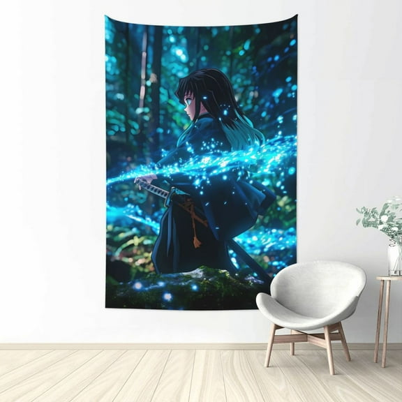 Demon Slayer Muichiro Tokito Tapestry Wall Hanging Home Decoration Wall Blanket Dormitory Living Room Bedroom Backdrop Poster( 60x40inch)
