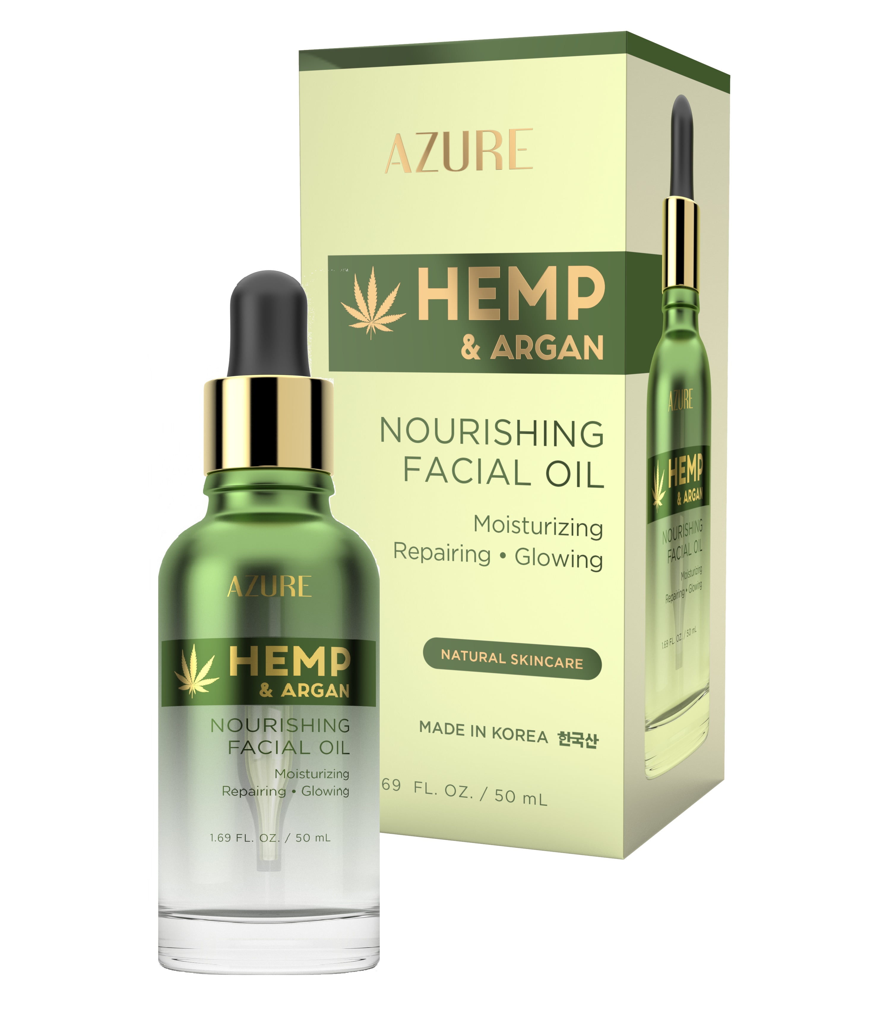 AZURE Hemp & Argan Nourishing Facial Oil Moisturizing, Smoothing