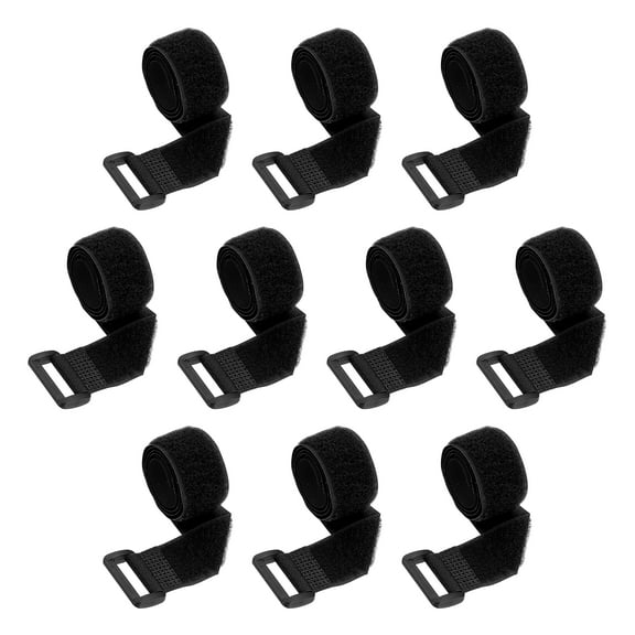 10pcs Reusable Cinch Straps 1"x20" Hook and Loop Cable Securing Straps, Black