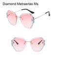 thumbnail image 3 of Gafas de sol vintage Qarigey para mujer Almohadilla para la nariz Cara redonda Gran ángulo abierto Rosa, 3 of 6