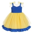 thumbnail image 4 of FYMNSI Little Girls Polka Dots Tulle Spliced Dresses Birthday Party Princess Tutu Dress Bowknot Headband Christmas Outfit 5-6T Yellow, 4 of 9