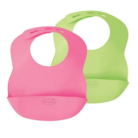 Summer Infant Bibbity Rinse & Roll Bib - 2 Pack (Pink/Green)