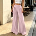 thumbnail image 5 of Aimik Women's High Waist Pleated Wide Leg Dress Pants Solid Color Straight Leg Trousers with Belt Work Business Long Pant, 5 of 6