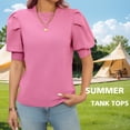 thumbnail image 5 of 2025 Spring Summer Puff Short Sleeve Womens Sweater Tops Trendy Crew Neck Casual T Shirts Blouses, 5 of 5