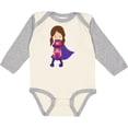 thumbnail image 3 of Inktastic Superhero Girl, Brown Hair, Cute Girl, Purple Cape Girls Long Sleeve Baby Bodysuit, 3 of 5