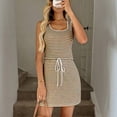 thumbnail image 6 of YueHuiYing Women's Summer Striped Tank Dress Drawstring Waist Mini Dress Soft Lightweight Beach Vacation Casual Outfit, 6 of 7
