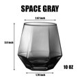 thumbnail image 2 of Diamond Whiskey Gray Glass Lightweight Luxury 10oz Geometric Wine Glassware Drinkware, 2 of 5