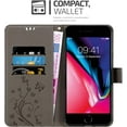 thumbnail image 2 of Case for iPhone 15 Pro Max in Floral Gray – Protective Cover in Flower Design - Magnetic, Horizontal Stand and 3 Card Slots - Wallet Case Pocket Folio Case Cover, 2 of 5
