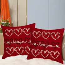 Valentine's Day Pillow Covers 18x18 Inch Set Of White Hearts Decor Pillow Covers Valentine's Day Pillowcase Cushion Case Decoration For Sofa Couch Gift Red