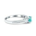 thumbnail image 3 of Three Stone Round Ring Paraiba Tourmaline CZ 925 Sterling Silver Size 5, 3 of 7